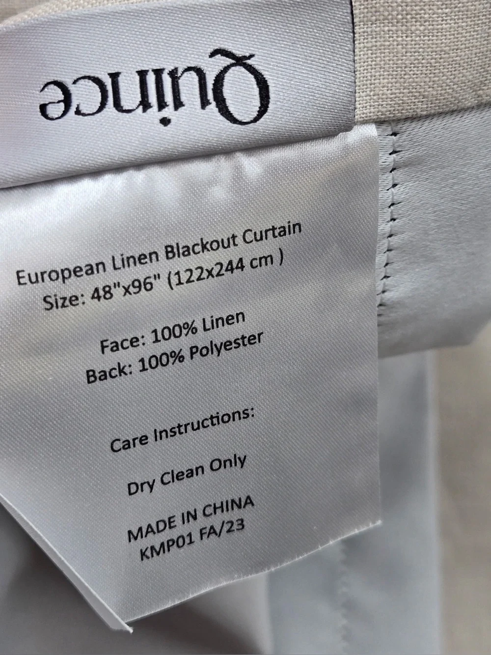 NWT QUINCE Set Of 2 48x96 European Linen True Blackout Curtains Flax 0783